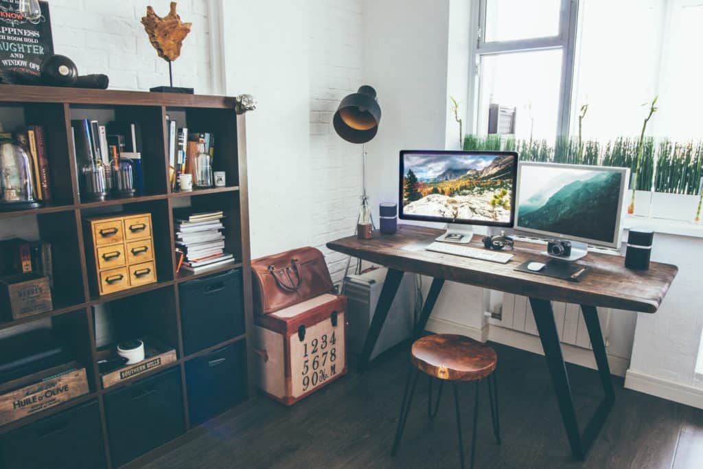 an office desk at home