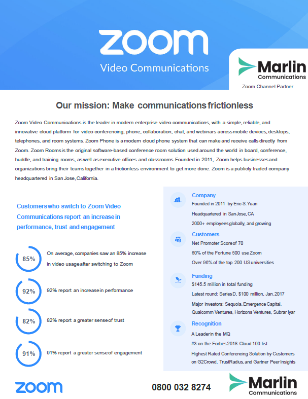 Zoom Platform Datasheet from Marlin Communications