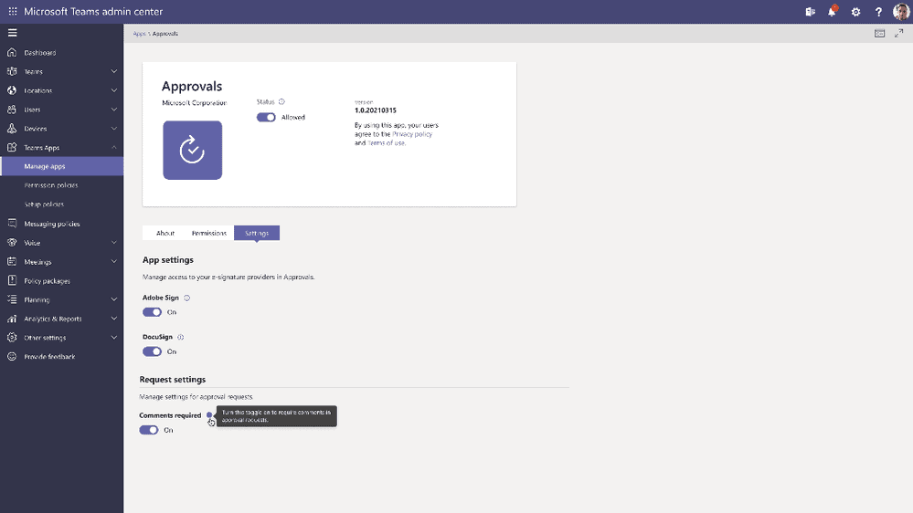 Mandatory Comments for Approvals App in Teams