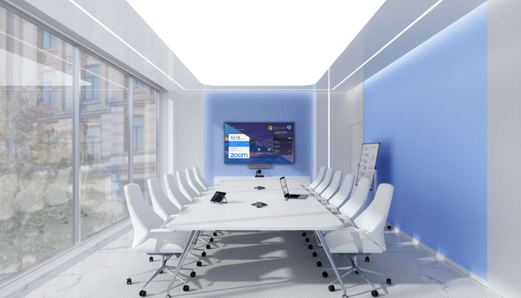 A large video meeting room