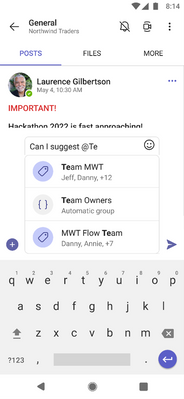 Automatic groupings available in Teams for channel posts