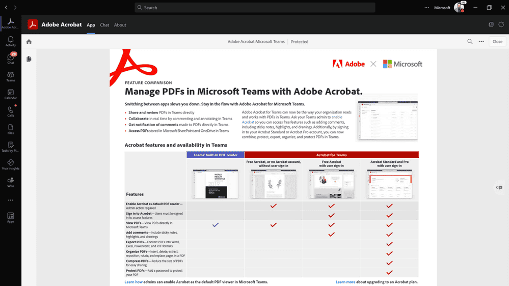 Manage PDFs in Microsoft Teams with Adobe Acrobat