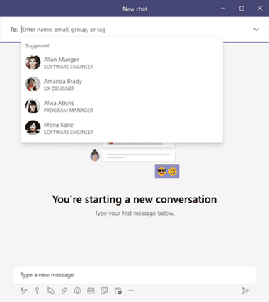 Recommended people when creating a new message