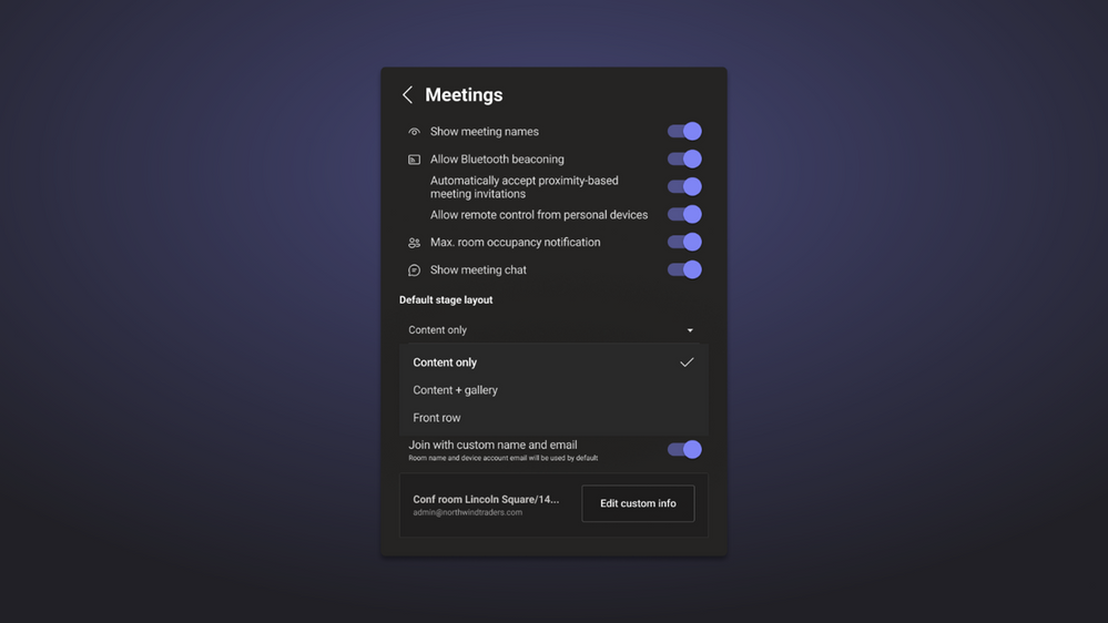 Microsoft Teams Rooms - Default meeting layout