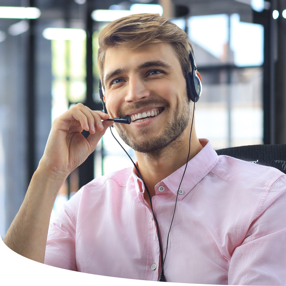 Man using handset to speak