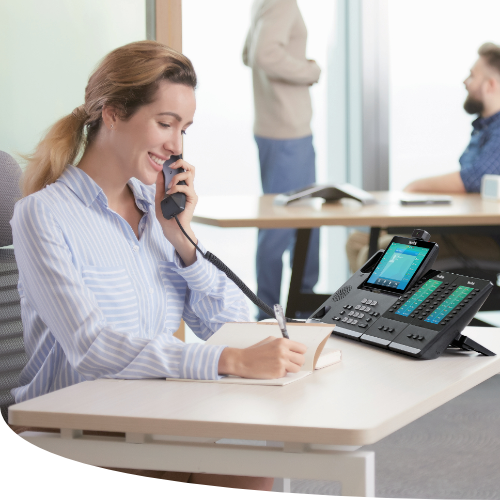 Woman on business telephone