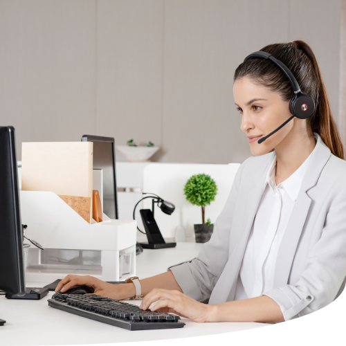 Woman working in Contact Centre from home