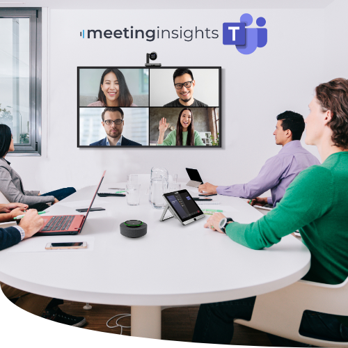People in meeting room using AI Meeting Insights