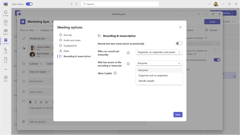Screenshot of meeting recording, transcript, aigenerated insights
